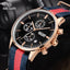 MEGIR Men's Nautical Series Chronograph Date 45mm Nylon Strap Watch Rose Gold / Blue Red