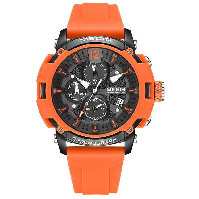 MEGIR Men's Military Sport Chronograph Orange Watch