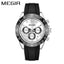 MEGIR Men's Speedster Chronograph Date 43mm Silicone Watch Silver / Silver