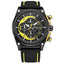 MEGIR Men's Racer Chronograph Date 45mm Black / Gold / Yellow Silicone Strap Watch