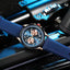 MEGIR Men's Pilot Q Chronograph Date 43mm Silicone Strap Watch Rose Blue