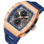 MEGIR Men's GP Racing Chronograph Date 43mm Silicone Strap Watch Rose Gold / Blue