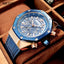 MEGIR Men's Royale Chronograph Rose Gold / Blue Leather Watch