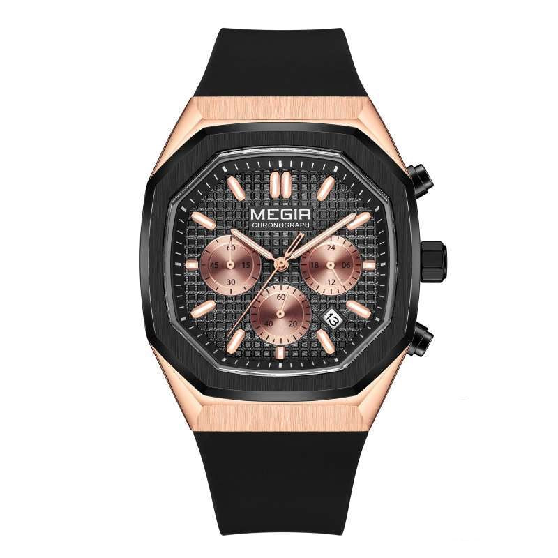 MEGIR Men's Oaki Chronograph Rose Gold / Black Watch