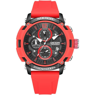 MEGIR Men's Military Sport Chronograph Red Watch