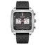 MEGIR Men's Gulf Monaco Homage Chronograph Silver / Black Leather Watch