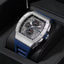 MEGIR Men's GP Racing Chronograph Date 43mm Silicone Strap Watch Silver Blue