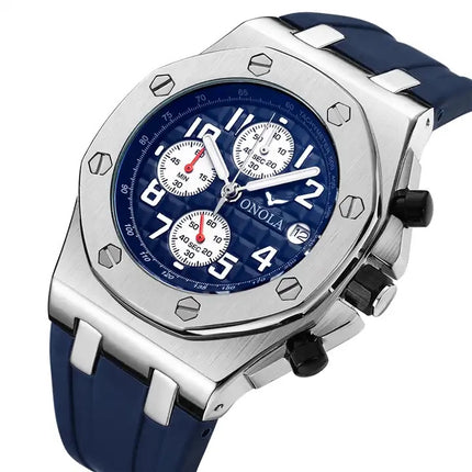 R1.00 Auction**ONOLA Men's Octagon Chronograph Watch Silver/Blue