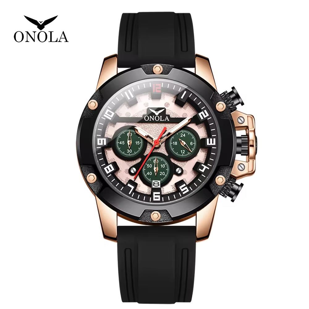 ONOLA Freeman Quartz Chronograph Silicone Strap Watch