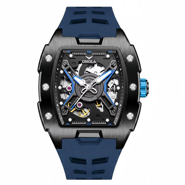 R1.00 Auction**ONOLA X-Factor Automatic Skeleton Watch Blue/Black