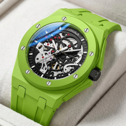 R1.00 Auction**ONOLA Men's Holland Mechanical Automatic Watch Lime