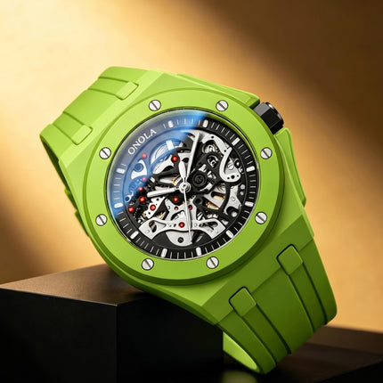 R1.00 Auction**ONOLA Men's Holland Mechanical Automatic Watch Lime