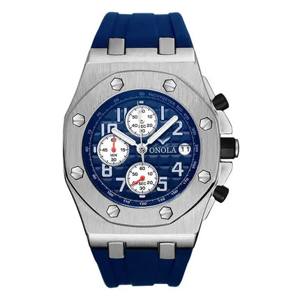 R1.00 Auction**ONOLA Men's Octagon Chronograph Watch Silver/Blue