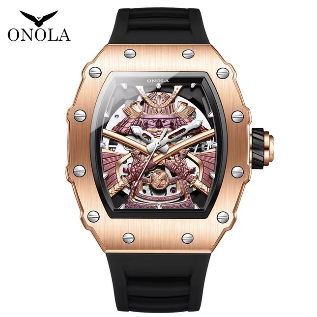 R1.00 Auction**ONOLA Samurai Automatic Skeleton Watch Rose Gold