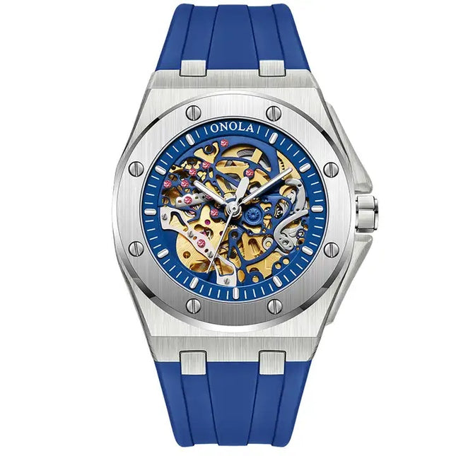 R1.00 Auction**ONOLA Men's Holland Mechanical Automatic Watch Silver/Blue