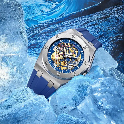 R1.00 Auction**ONOLA Men's Holland Mechanical Automatic Watch Silver/Blue