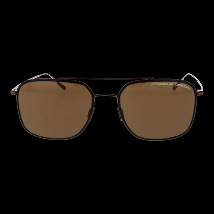 ***PORSCHE DESIGN*** Men's Titanium Brown Aviator Sunglasses