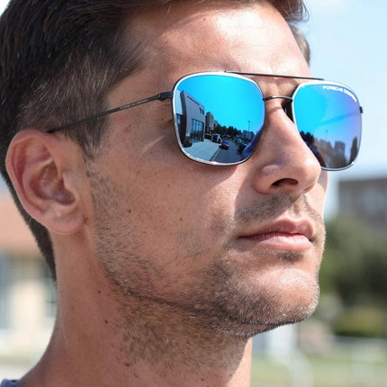 ***PORSCHE DESIGN*** Men's Titanium Aviator Sunglasses Ice Blue