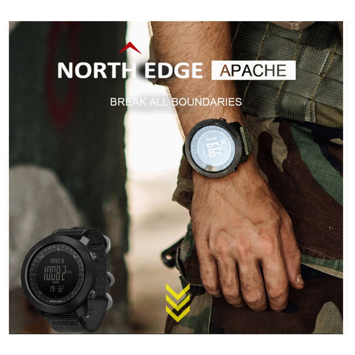 NORTH EDGE Tactical Apache Silicone Watch Black