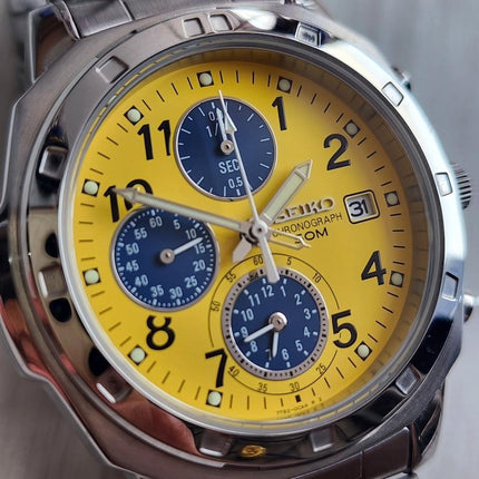 SEIKO Men's Chronograph 39mm Yellow Dial Watch