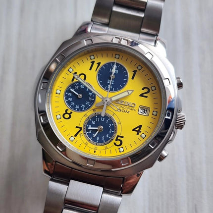 SEIKO Men's Chronograph 39mm Yellow Dial Watch