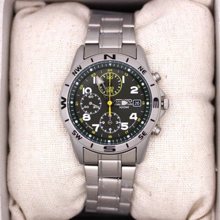 SEIKO Men's Chronograph 39mm Aviator Green Dial Watch