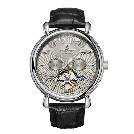 SAMUEL JOSEPH London Limited Edition Steel & Grey Automatic Skeleton Men's Watch
