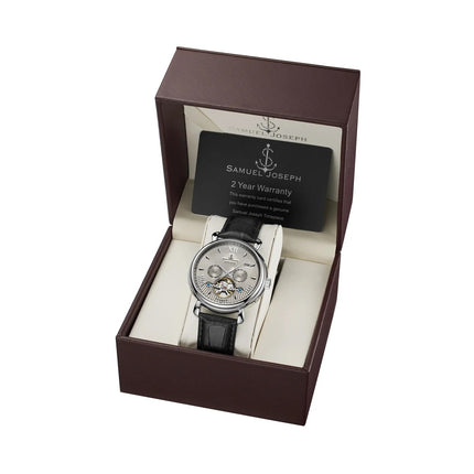 SAMUEL JOSEPH London Limited Edition Steel & Grey Automatic Skeleton Men's Watch