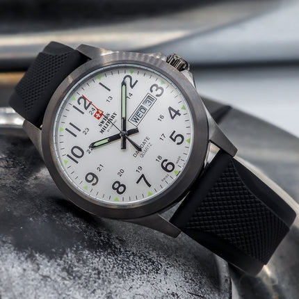 **Auction Exclusive**Swiss Military Day-Date Tough Rubber Strap Watch