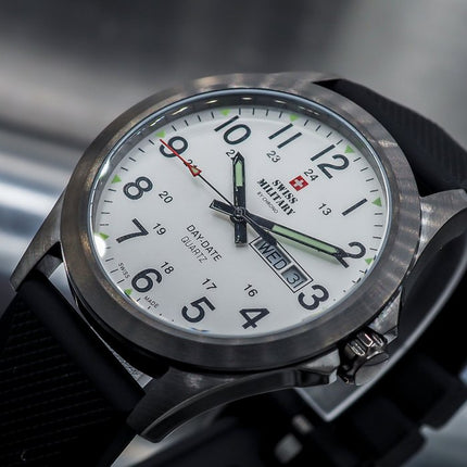 **Auction Exclusive**Swiss Military Day-Date Tough Rubber Strap Watch