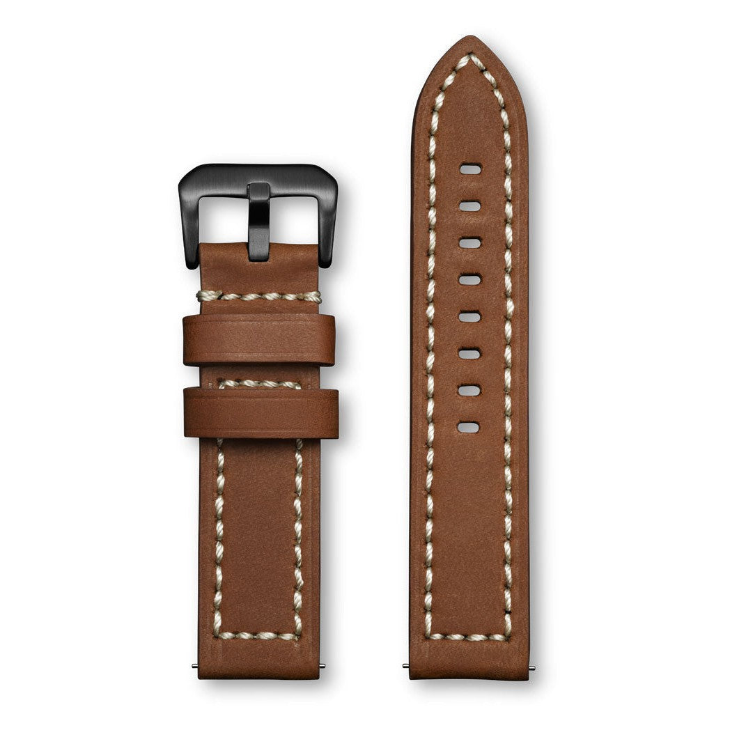 Aeromeister Amsterdam S10 Canyon Light brown leather strap with cream stitching