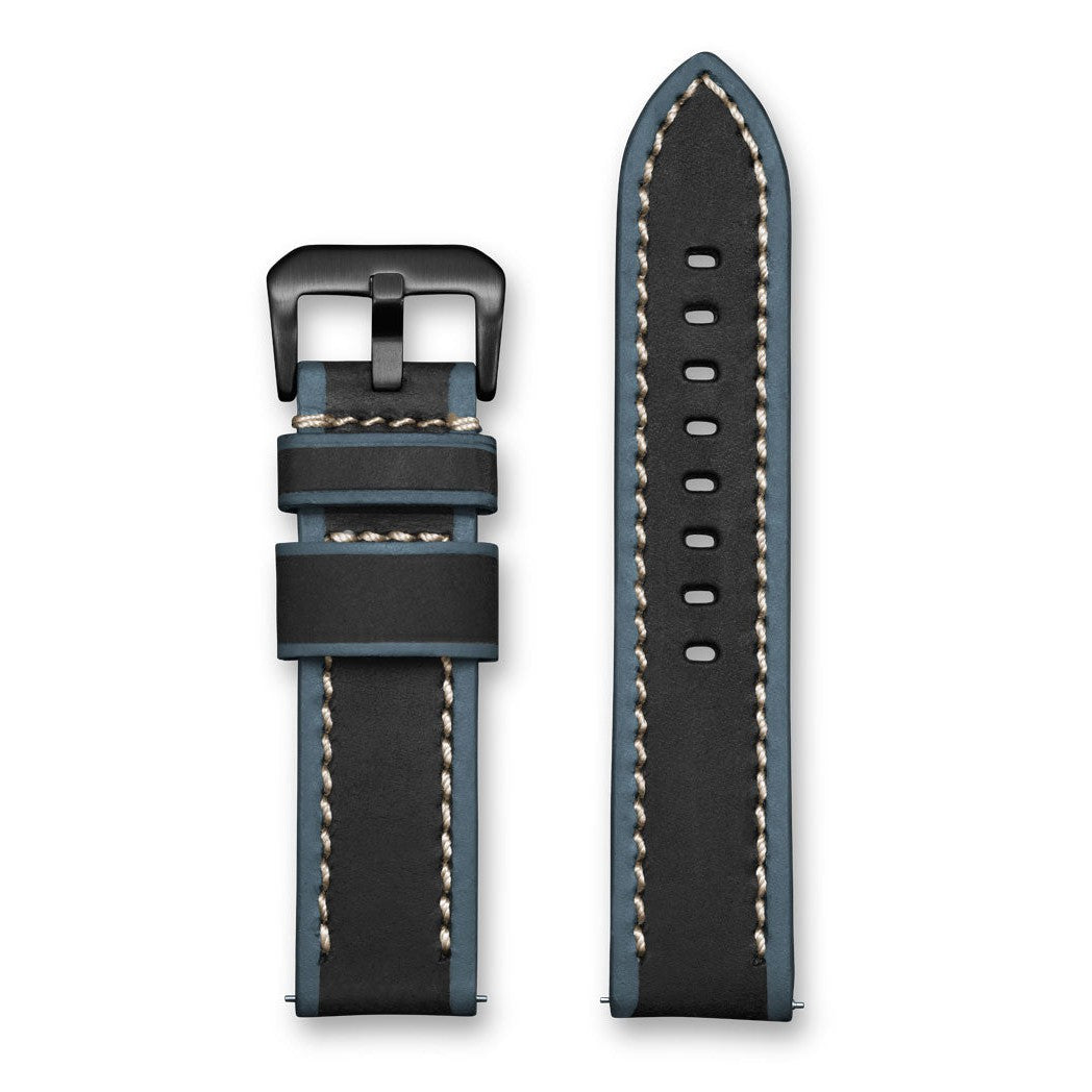 Aeromeister Amsterdam S04 Rodeo Grey black leather strap with cream stitching