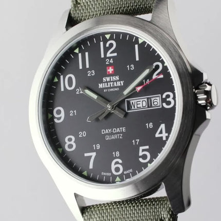 **Auction Exclusive**Swiss Military Day-Date Fabric Strap Watch Army Green