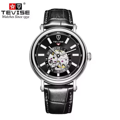 TEVISE Namura-X Skeleton Automatic Kinetic Watch Black