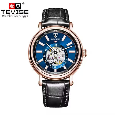 TEVISE Namura-X Skeleton Automatic Kinetic Watch Rose Gold/Blue