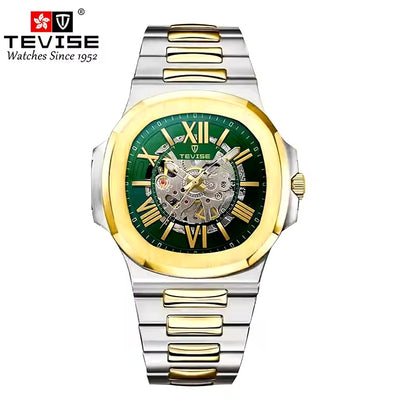 TEVISE Engineer Powerhouse Automatic Kinetic Watch Two Tone/Green