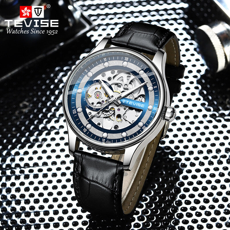 TEVISE Dream Automatic Leather Black/Blue Watch