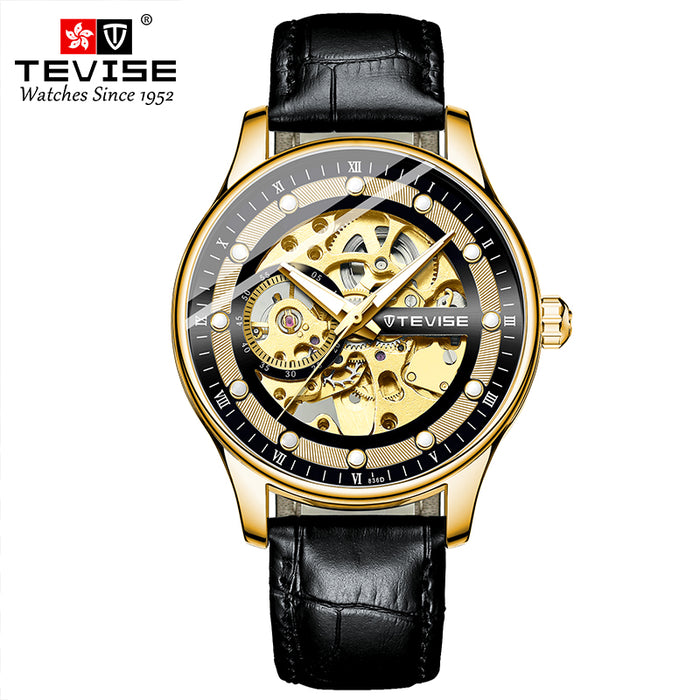 TEVISE Dream Automatic Leather Gold/Gold Watch