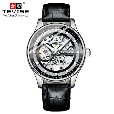 TEVISE Dream Automatic Leather Silver/Black Watch