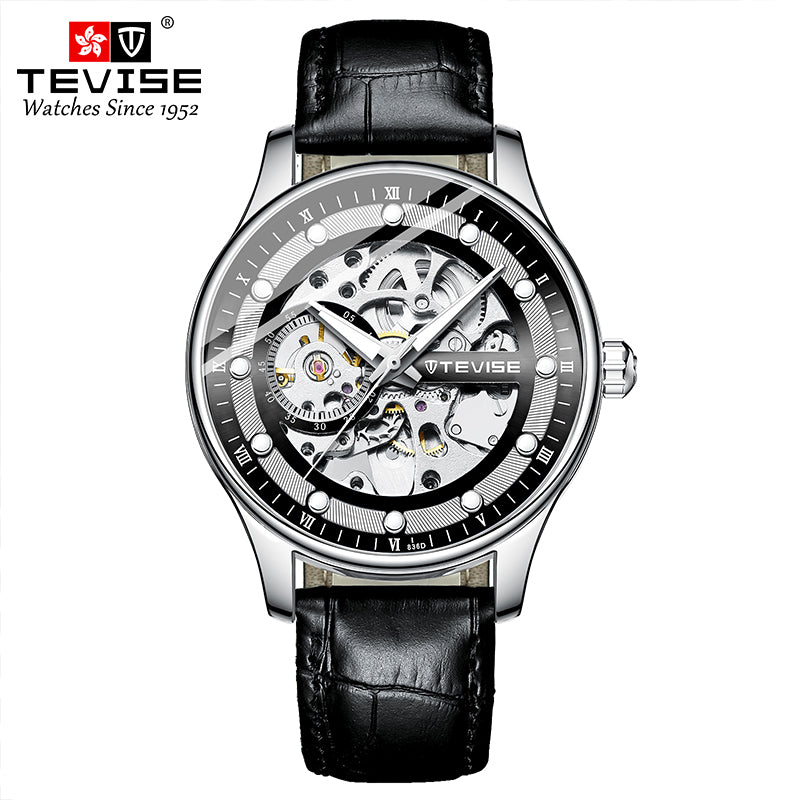 TEVISE Dream Automatic Leather Silver/Black Watch