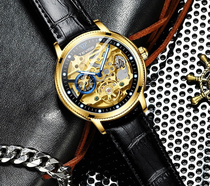 TEVISE Namura Skeleton Automatic Gold/Black Watch