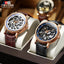 TEVISE Amistad II Wheel Automatic Leather Rose Gold/Black Watch