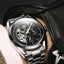 TEVISE Classic Automatic Partial Skeleton Moonphase Black Watch