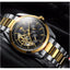 TEVISE Classic Automatic Partial Skeleton Moonphase Two Tone/Black Watch