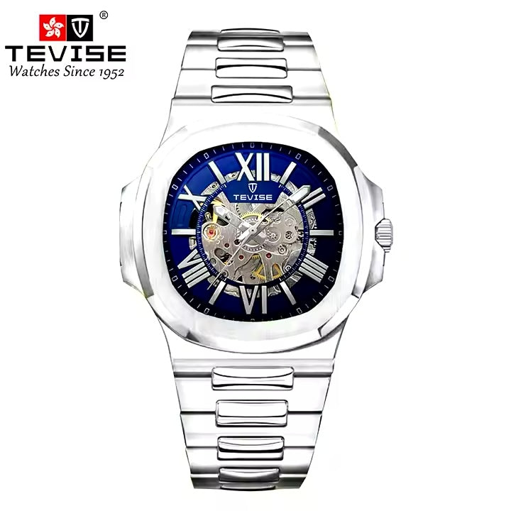 TEVISE Engineer Powerhouse Automatic Kinetic Watch Silver/Blue