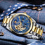 TEVISE Classic Automatic Partial Skeleton Moonphase Two Tone/Blue Watch