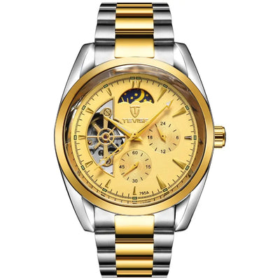 TEVISE Classic Automatic Partial Skeleton Moonphase Two Tone/Gold Watch