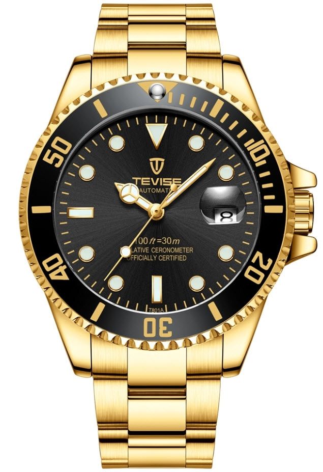 TEVISE Tribute Automatic Gold/Black Watch