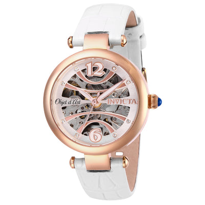 INVICTA Women's Skeleton Automatic 34mm Rose Gold / White Watch