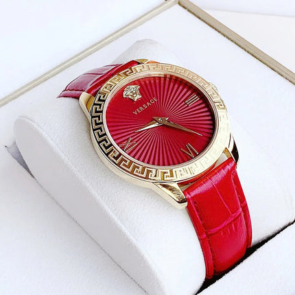 **VERSACE** Women's Greca 39mm Watch Red Empress
